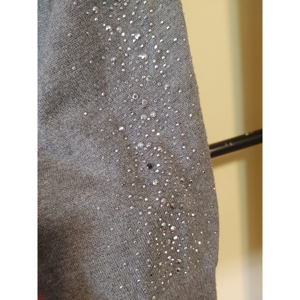 89th Madison Slouchy Sweater Silver Studded Raglan Sleeve Off Shoulder Sz M - Picture 6 of 9